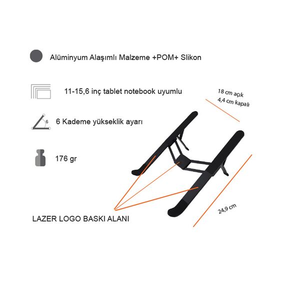Promosyon PZ-CH30 Tablet/Laptop Tutucu Siyah , görsel 6