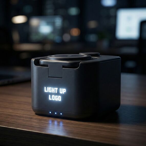 Promosyon PZ-W110 Işıklı Logo Hoparlörlü Magsafe Şarj Standı (Telefon, Kulaklık, Saat) Siyah , görsel 3