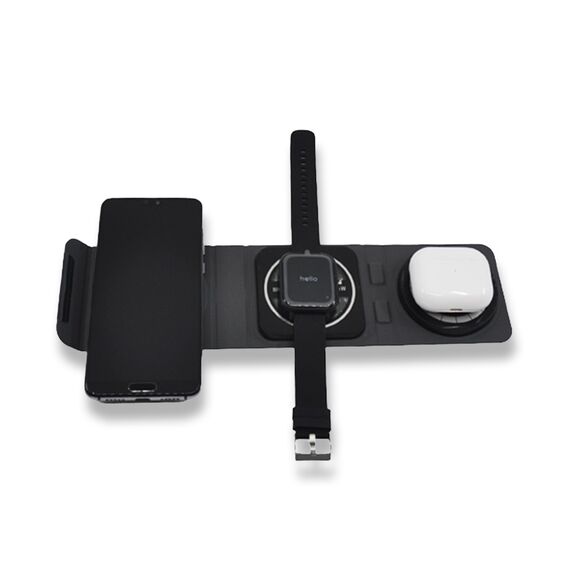 Promosyon PZ-W45 Kablosuz Şarj Standı (Telefon, Saat, Kulaklık) Siyah , görsel 2