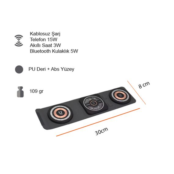 Promosyon PZ-W45 Kablosuz Şarj Standı (Telefon, Saat, Kulaklık) Siyah , görsel 4