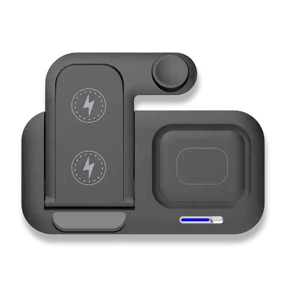Promosyon PZ-W60 Kablosuz Şarj Standı (Telefon, Saat, Kulaklık) Siyah 