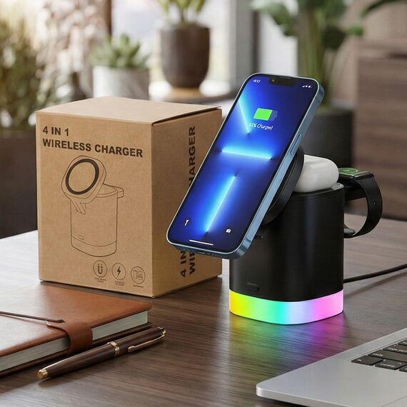 Promosyon PZ-W35 Kablosuz Şarj Standı (Telefon, Saat, Kulaklık) Siyah , görsel 3