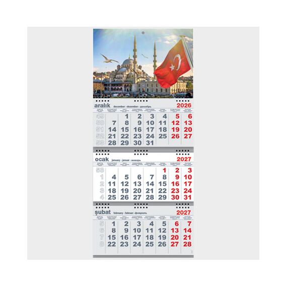 Promosyon EL-KOD-11 Büyük Gemici Takvim Gri (Üç Parça Spiralli) , görsel 2
