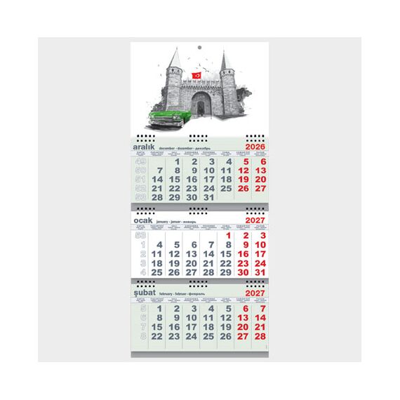 Promosyon EL-KOD-12 Büyük Gemici Takvim Yeşil (Üç Parça Spiralli) , görsel 2