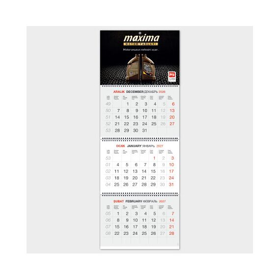 Promosyon EL-KOD-23 Jumbo Kuşe Gemici Takvim (Üç Parça Spiralli) , görsel 2