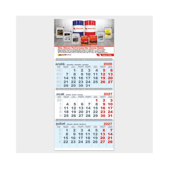 Promosyon EL-KOD-29 Sıvamalı Gemici Takvim (Üç Parça Spiralli) , görsel 2