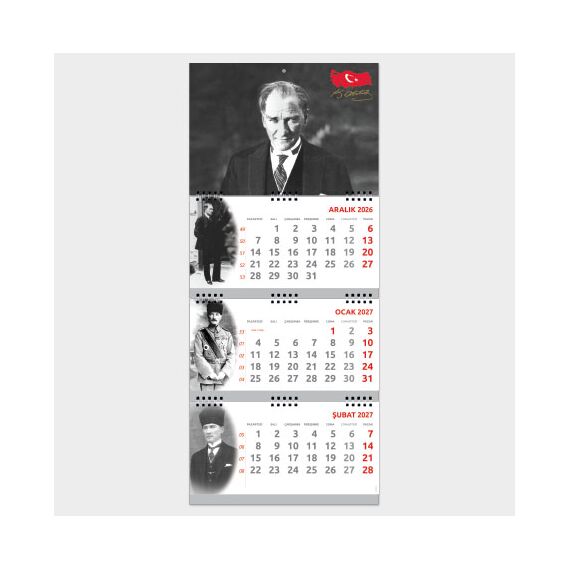 Promosyon EL-KOD-30 Atatürk Gemici Takvim (Üç Parça Spiralli) , görsel 2