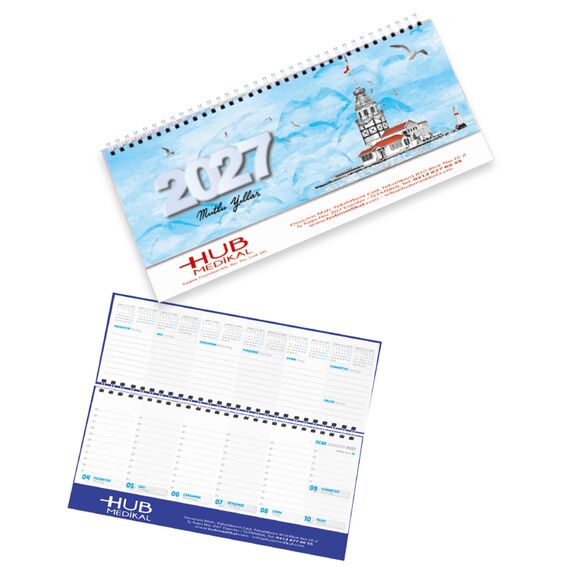 Promosyon EL-KOD-71 Masa Takvimi Haftalık Karton Kapak (Küçük Boy: 31x11 cm) 