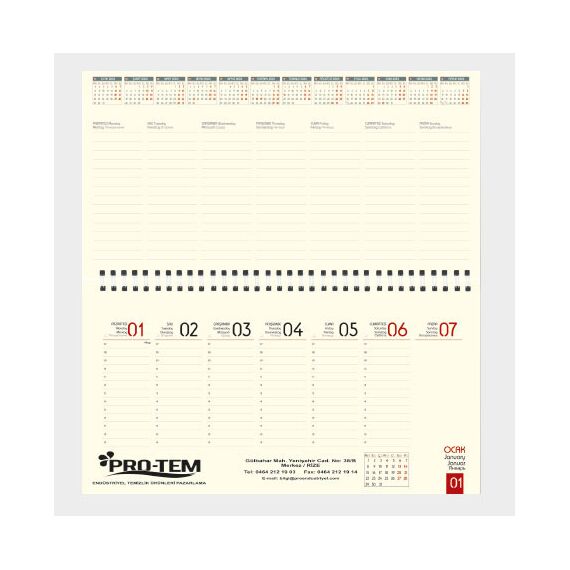 Promosyon EL-KOD-73 Masa Takvimi Haftalık (Büyük Boy: 33x16 cm) , görsel 2