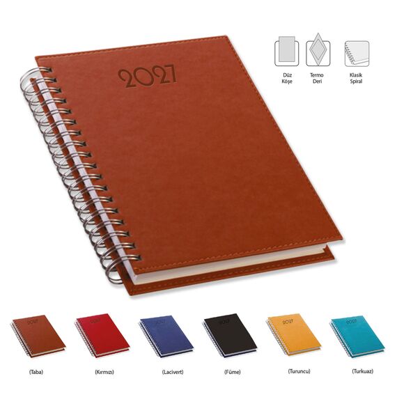 Promosyon EL-KOD-101 Ajanda Spiralli Termo Deri (17x24 cm) 