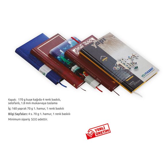 Promosyon EL-KOD-257 Defter Dikişli Sert Kapak (17x24 cm) 