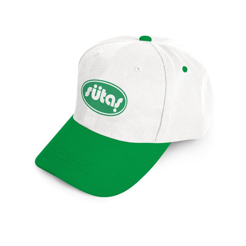 Promosyon 0501-BYSL Polyester Şapka Beyaz - Yeşil , Renk: Beyaz - Yeşil